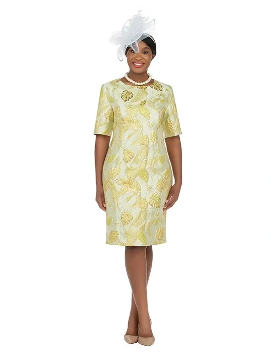 Giovanna Metallic Brocade Ruffle-Shoulder Sheath Dress-Plus - Picture 5 of 10